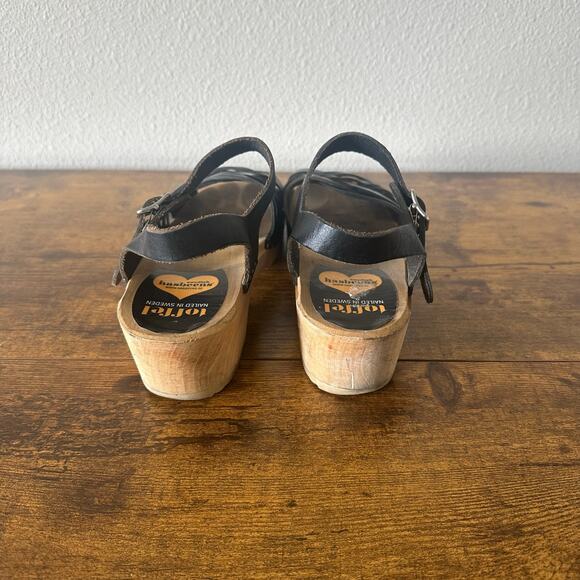 Swedish Hasbeens Braided Clog Sandals in Black Leather Size 38 7.5 - Picture 6 of 8